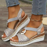 LIZAKOSHT  -  Beige Heeled Sandals Low-Heeled Shoes With Strap Large Size Clogs Wedge Open Toe 2025 Summer Black Low-heeled Big Fashion Girls